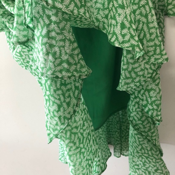 Who What Wear tiered ruffle midi skirt floral chiffon green - Picture 6 of 6